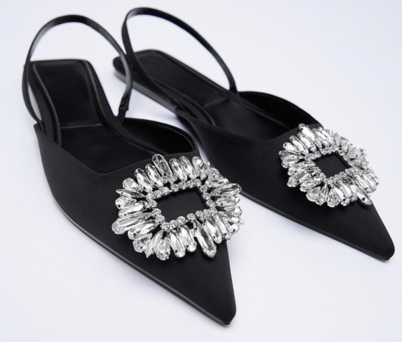 Black Mules Shoes Women Pointed Toe Flat Sandals Leather Etsy