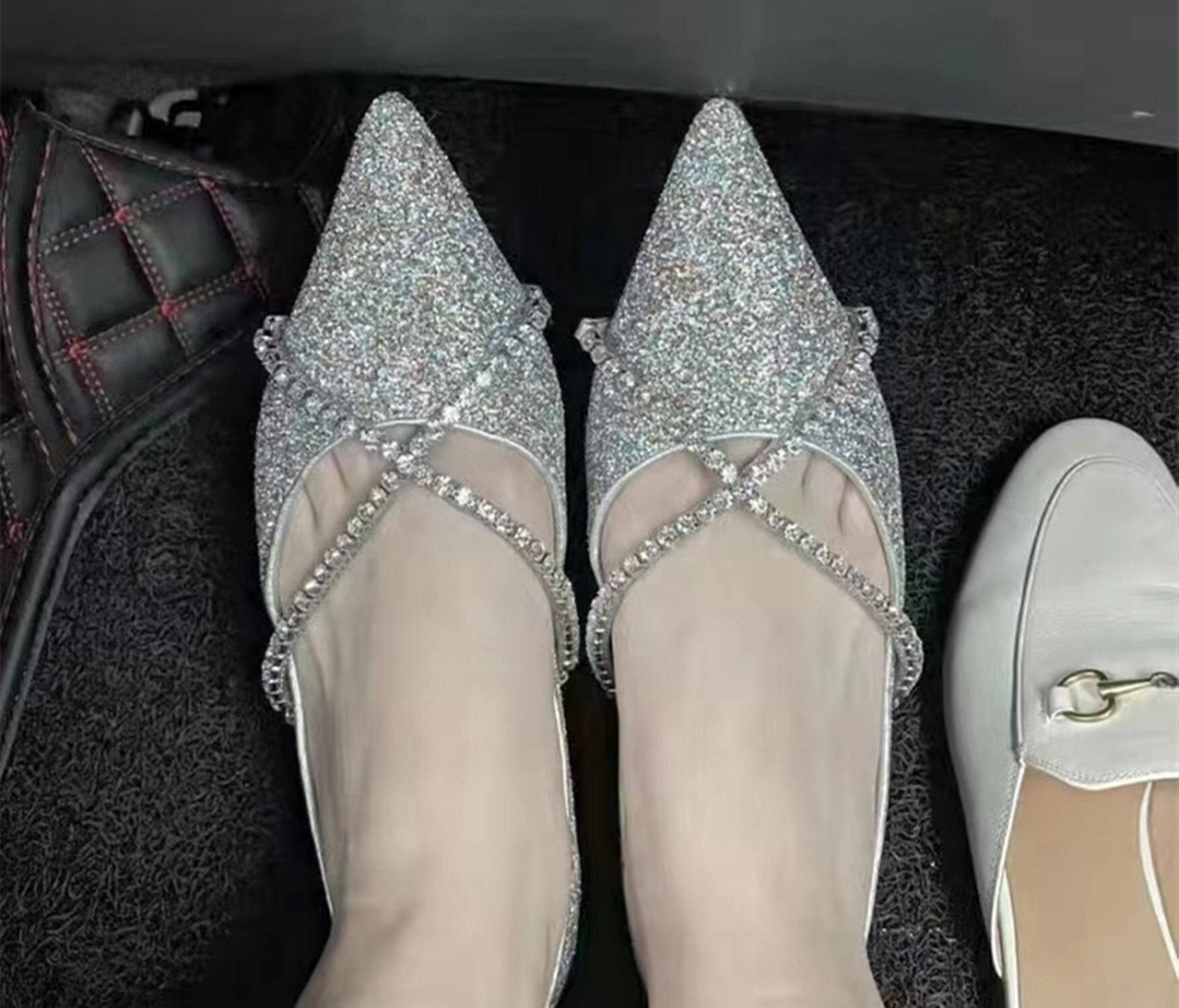 silver flat dress shoes