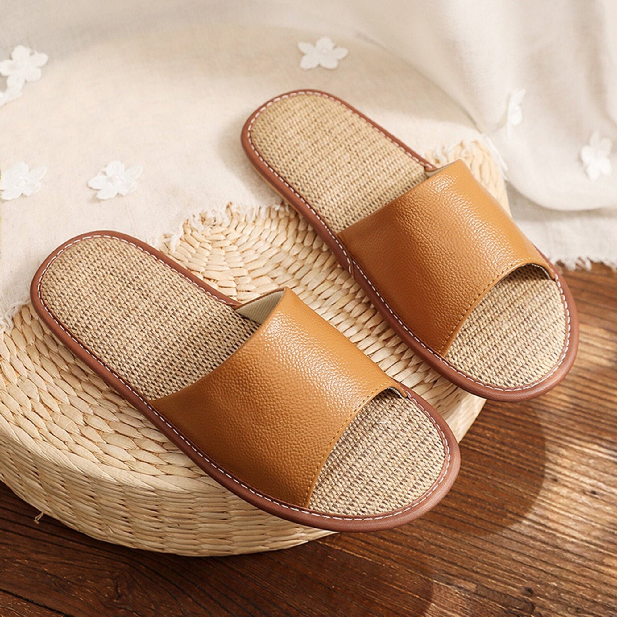 Japanese Leather Slippers Women's Summer -