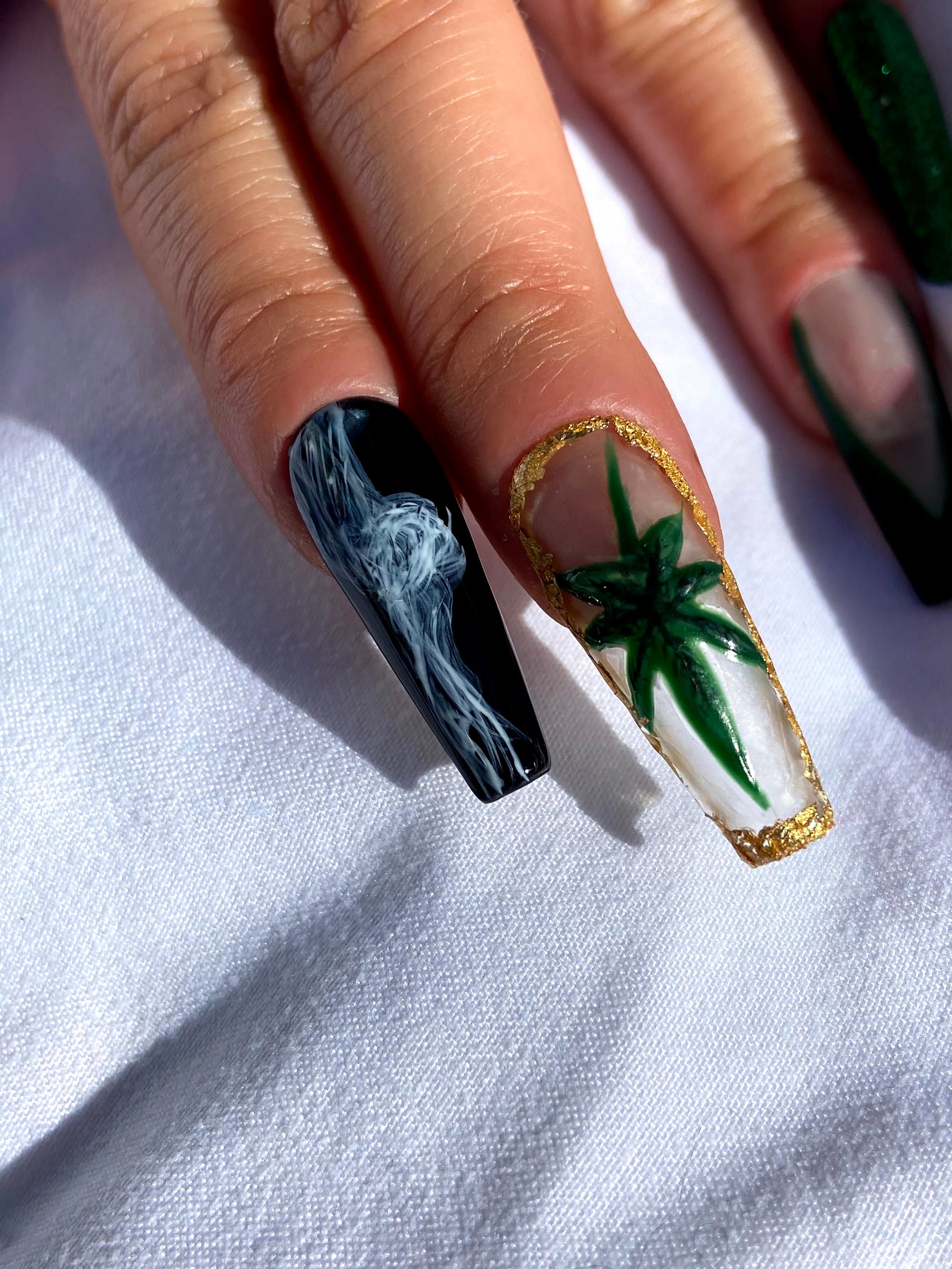 Weed Style Press on Nails/marijuana Press on Nails/green Press - Etsy