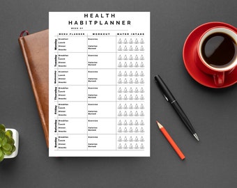 Printable Simple Health Habit Planner, Daily Health Planner, Digital Download, Wellness Planner, Selfcare Planner, Health Habit Planner.