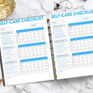Self Care Checklist, Self-Care Planner, Selfcare Journal Tracker, Wellness Planner Printable, Daily Wellbeing, Mindfulness Mental Health.