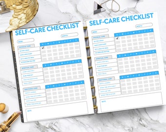Self Care Checklist, Self-Care Planner, Selfcare Journal Tracker, Wellness Planner Printable, Daily Wellbeing, Mindfulness Mental Health.