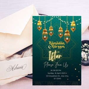 Ramadan Invitation, Iftar Dinner Party Invite, Ramadan Iftar Card, Editable Printable Iftar Card Template, Canva Template, Instant Download