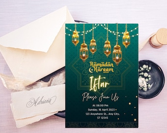 Ramadan Invitation, Iftar Dinner Party Invite, Ramadan Iftar Card, Editable Printable Iftar Card Template, Canva Template, Instant Download