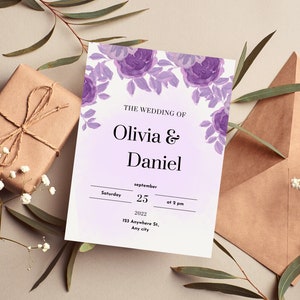 Wedding Invitation Template, Minimalist Wedding Invitation, Modern Printable Invitation, Editable Wedding Invites, Templett INSTANT Download