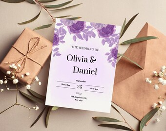 Wedding Invitation Template, Minimalist Wedding Invitation, Modern Printable Invitation, Editable Wedding Invites, Templett INSTANT Download