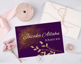 Jazakallahu Khaira Islamic Greeting Card, Islamic Card, Thank You Card, Jazakallah Card, Islamic Thanks card Muslim Islamic Greeting Card.
