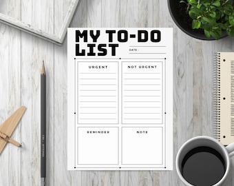 Minimal To Do List Printable, Simple Tasks List Template, Productivity Planner, To Do List, Printable Planner, Daily To Do List Planner.