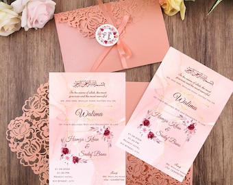 Elegant Muslim Wedding Invitation Digital Download, Islam Wedding Floral Nikkah Invite Editable Walima Card, Islamic Reception Invitation.