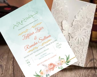 Invito a nozze musulmane, Invito arabo, Invito islamico, Invito a nozze Islam, Inviti musulmani, Inviti Nikkah, Invito.