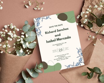 Wildflower Wedding Invitation Template, Printable Wedding Invitation, Wedding Invitation, Boho Wildflower Invitation, Floral Wedding Invite