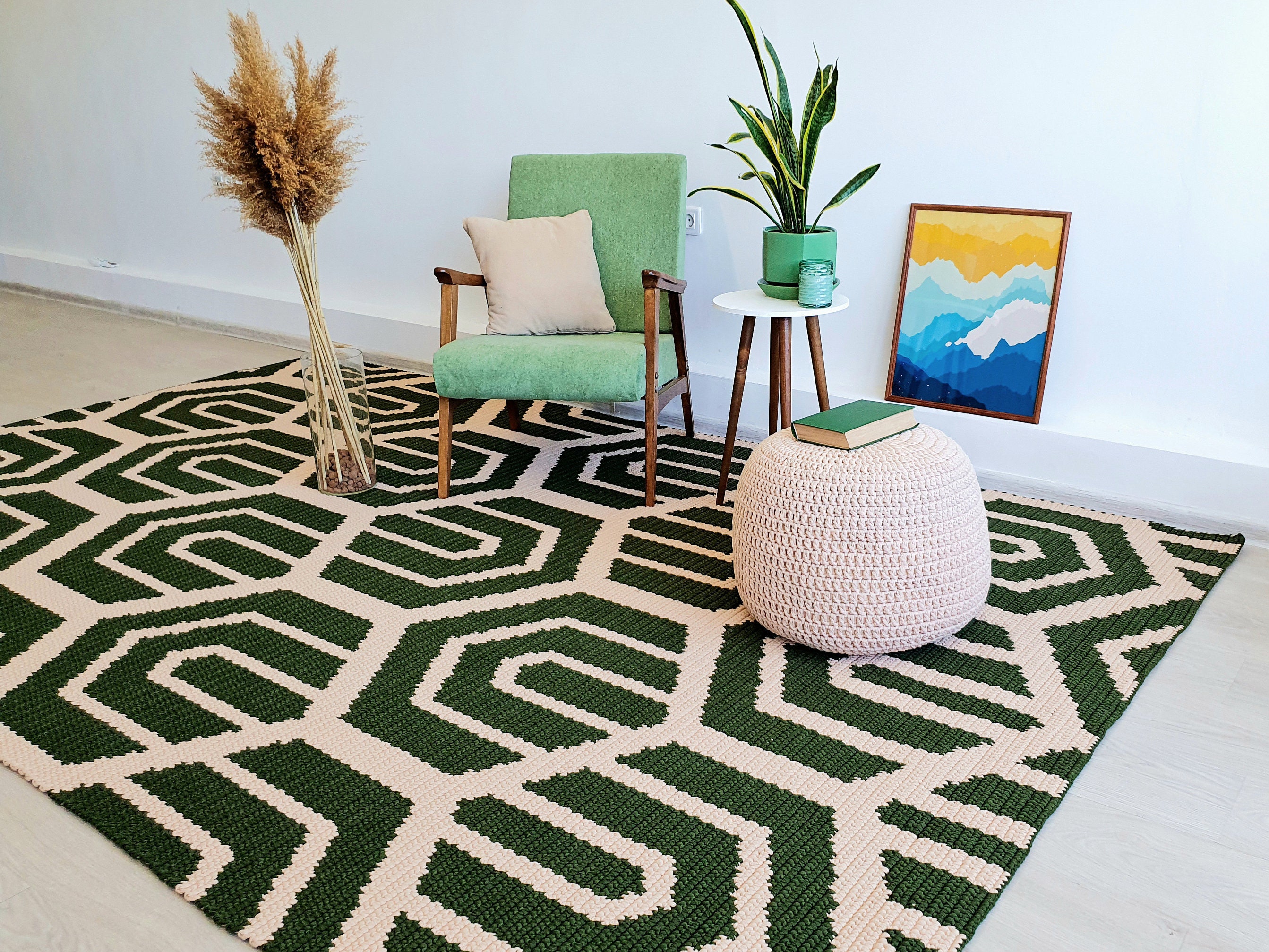 Modern crochet rug pattern crochet tapestry tutorial of large Etsy