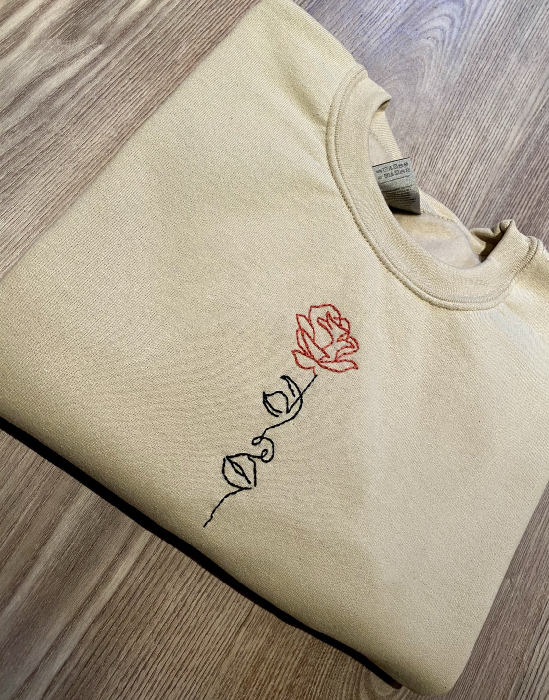 Hand Embroidered Unique Sweatshirt With Face and Rose Design Etsy UK