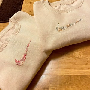Hand Embroidered Sweatshirt with Floral Design, Custom Birthday Anniversary 21st 18th personalised unique gifts