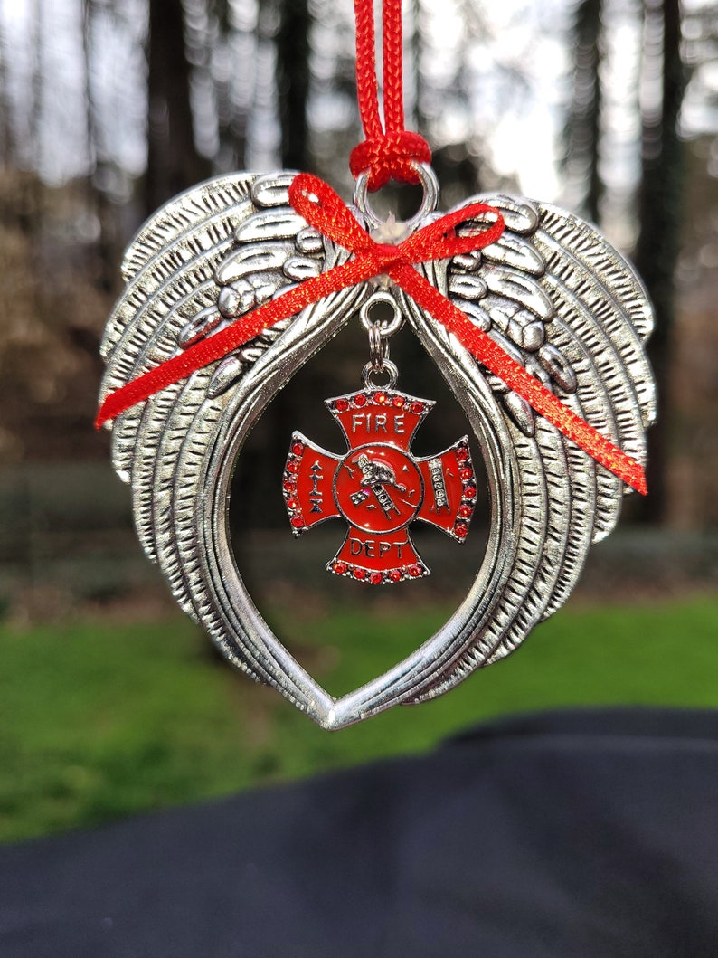 Firefighter Angel Wings | Memorial Angel Wings | Angel Wings Ornament ...