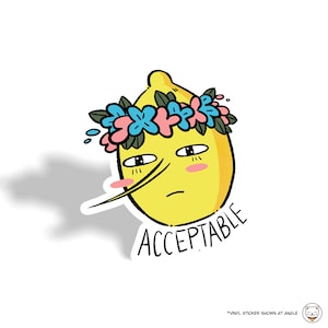 Earl of Lemongrab &#39;Acceptable&#39; Vinyl Sticker: Waterproof Anime Decal
