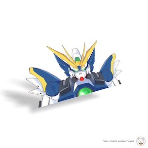 Gundam - Wing Gundam Zero | Vinyl Waterproof Anime Peeker Sticker Decal | For Gaming Rig Laptop Water Bottle Flask
