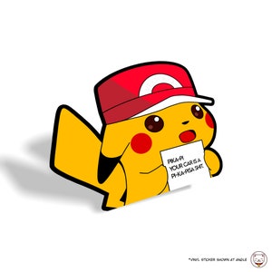 Pika Car Sign | Vinyl Waterproof Peeker Sticker Decal | For Gaming Rig Laptop Water Bottle Flask