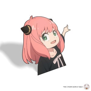 Anya zeigt Anime Vinyl Peeker Aufkleber | Gaming Rig Sticker | DIY PC Aufkleber