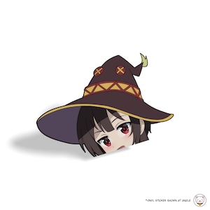 KonoSuba - Megumin v1 | Decalque adesivo bonito de vinil à prova d'água Anime Peeker | Frasco para garrafa de água para laptop de plataforma de jogos
