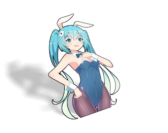 Pegatina de conejito de Hatsune Miku: calcomanía de anime impermeable