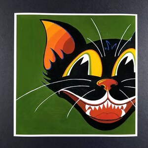 Vintage Style Halloween Black Cat Print - cat art, Halloween, Pop Art, art print, black cat, retro halloween, vintage, cute cat, wall art