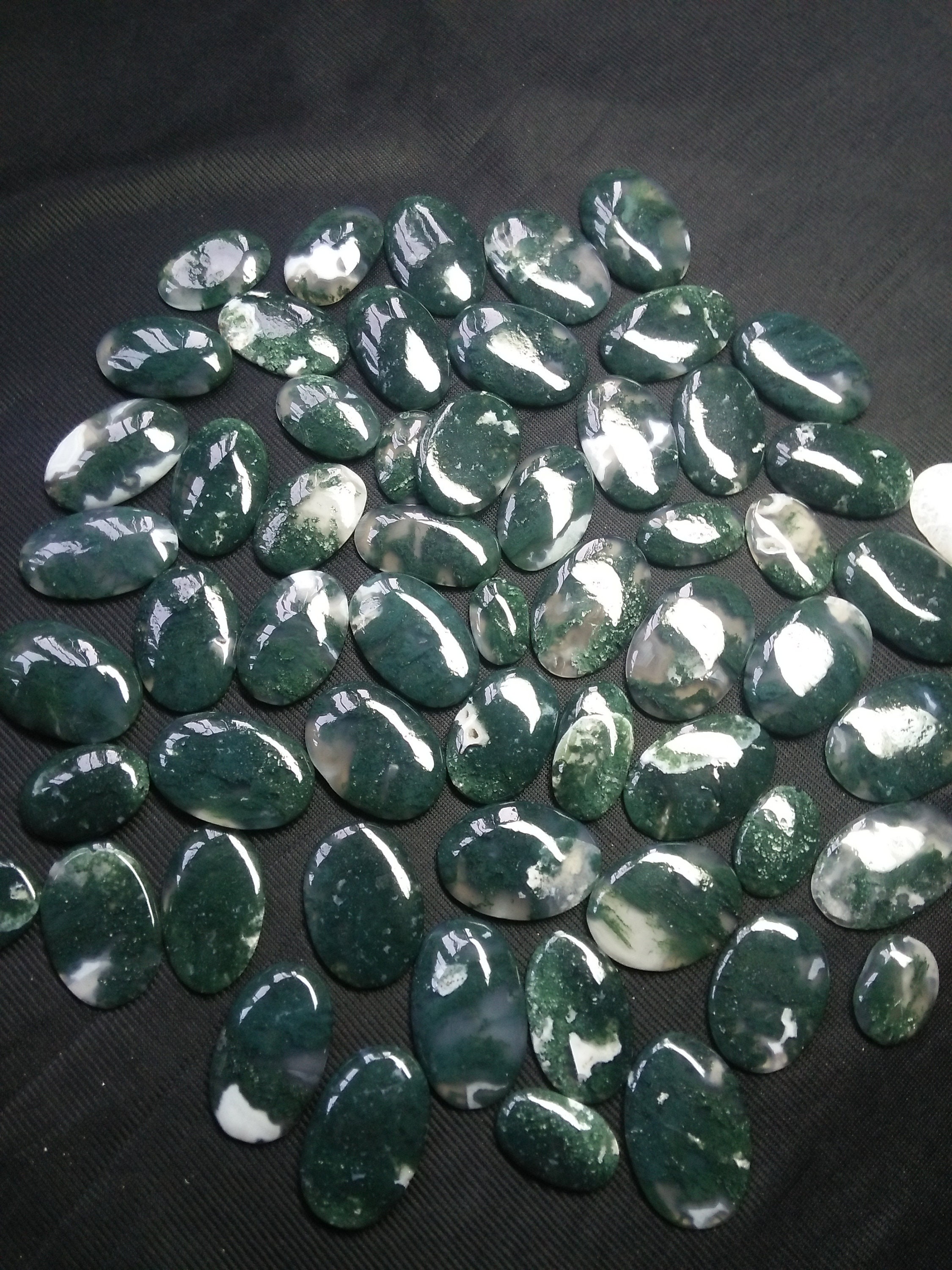 Very Rare Natural Green Moss Agate Cabochon Top Quality Moss | Etsy