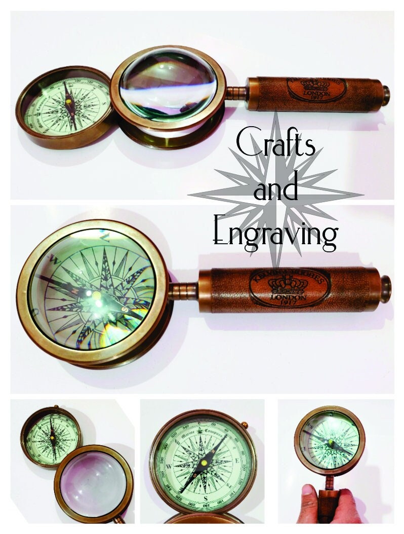 Compass With Magnifier, Bronzed, Steampunk Accessories, Steampunk Gift,  Steampunk Compass, Metal Compass, Steampunk Costume 