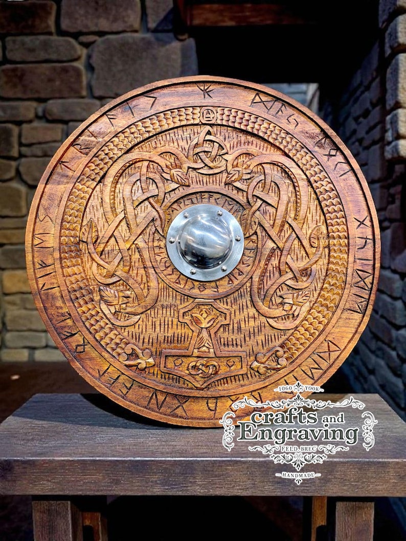 Shield Rune Designs Hand Carved Viking Shield – Sleipnir & Runes, Norse Decor - Etsy