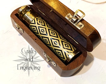 Personalized Kaleidoscope with Handmade Wooden Box: Engraved Toy Gift