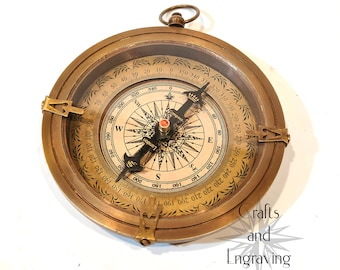 2.5&quot;-4.5&quot; Personalized antique brass compass, paper weight, gift for him, army gift, collectible, travel, vintage, table top wedding gift