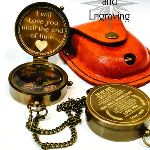 Personalized Antique Brass Pocket Compass with Custom Engravings, anniversary gift, birthday gift, gift for him/her, baptism,love gift decor