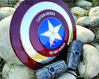 Captain America Shield Replica: Personalized Engraving, Leather Cuffs