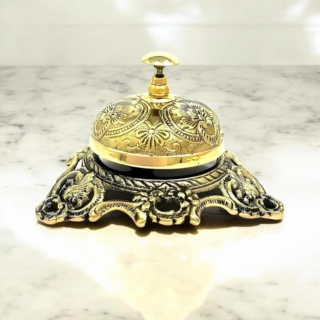 Handmade Brass Designer Desk Bell Nautical Hotel Counter Reception Service Bell | Gift item | collectible.