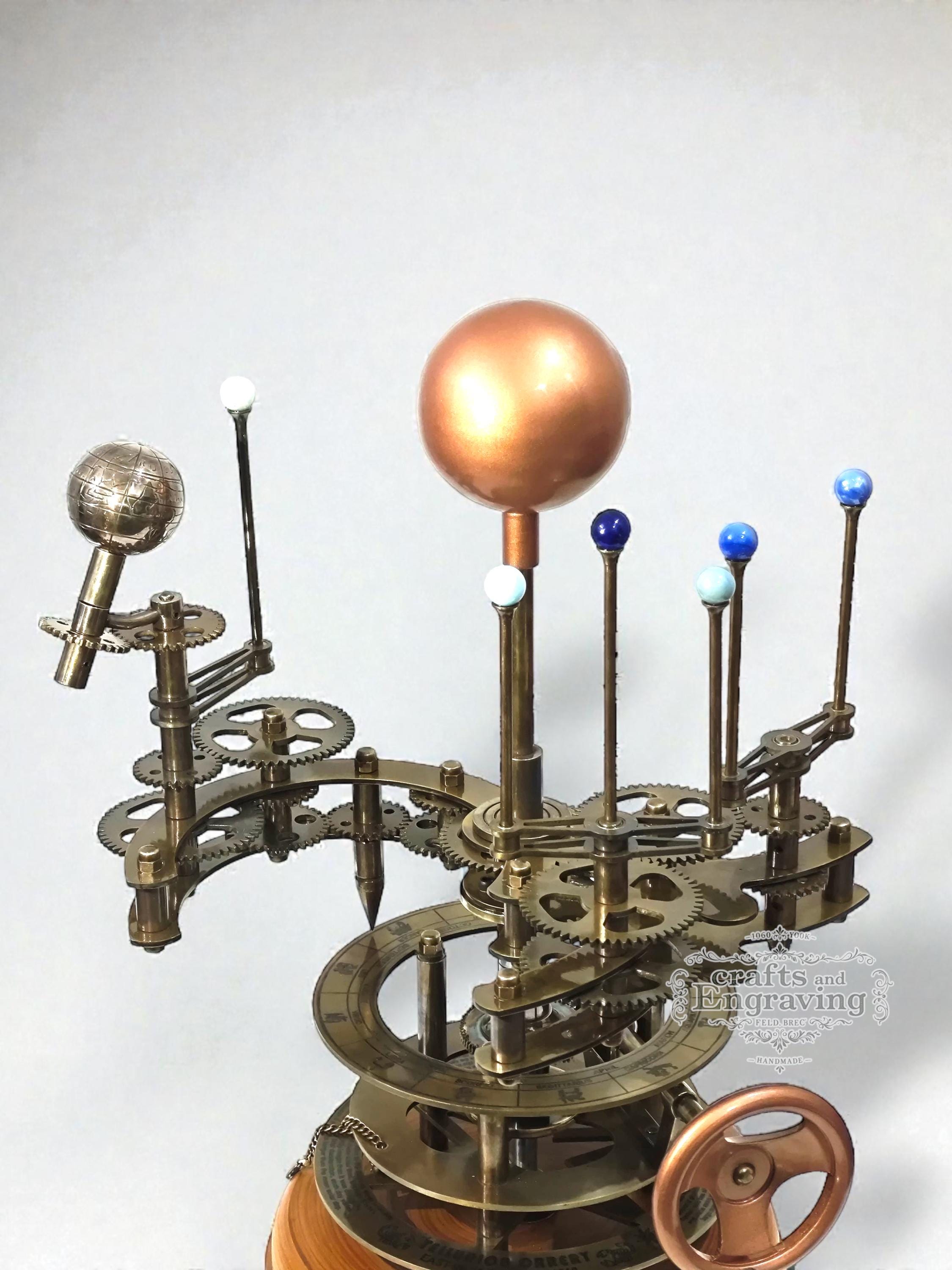 Celestial Orrery Solar System Model: Antique Style Brass & Wood Decor ...