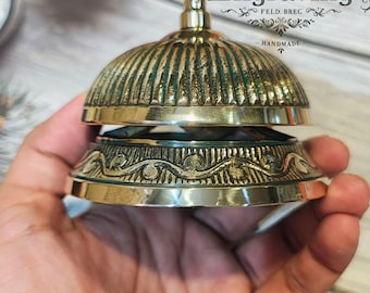 Cloche de bureau vintage en laiton massif : cloche de service de réception estampée à la main