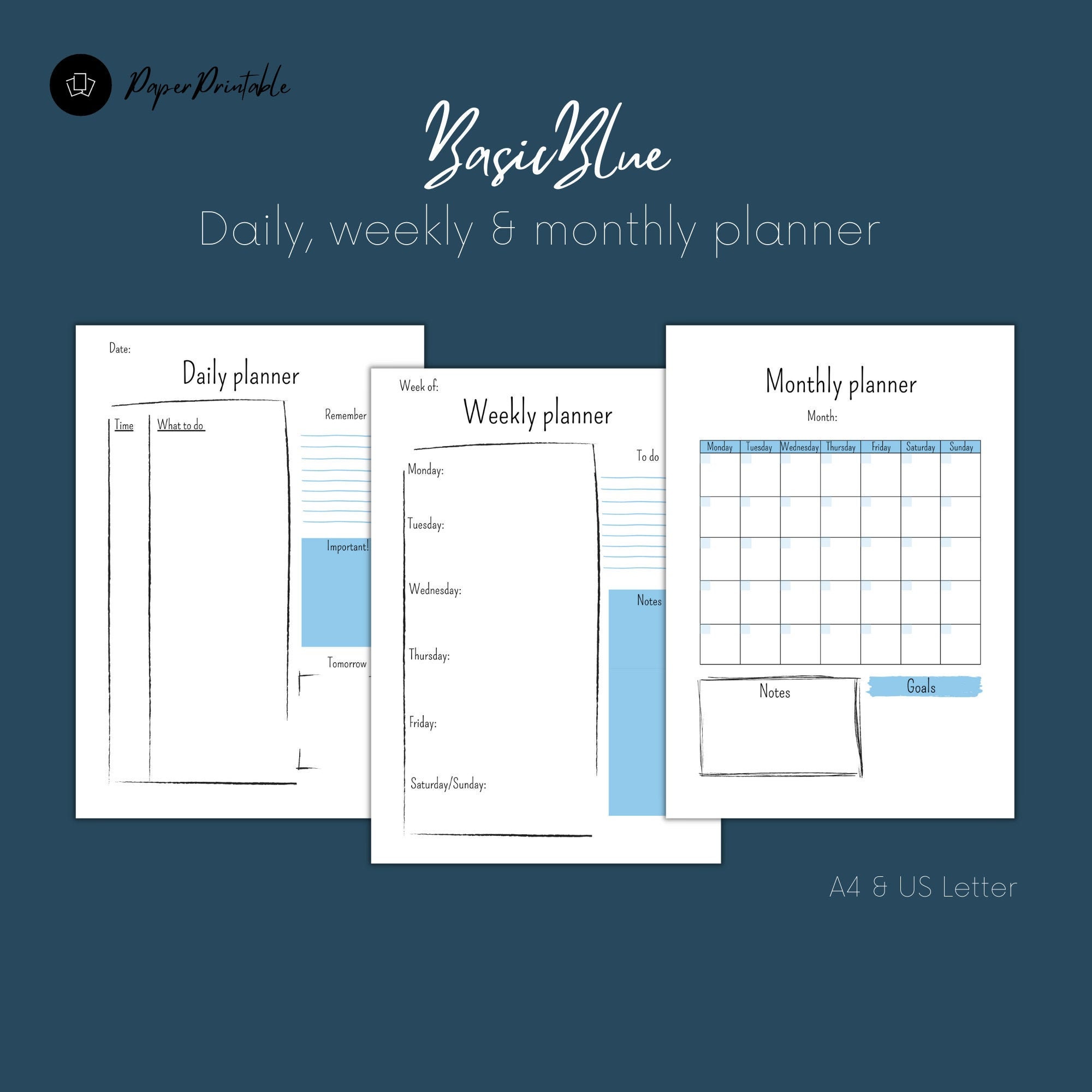 Daily weekly monthlyplanner Etsy printable planner Etsy