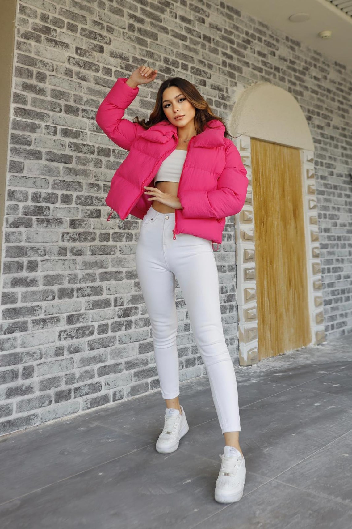 Hot Pink Puffer Jacket for Women, Puffer Body Warmer, Puffetta Coat