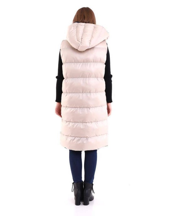 Chaleco acolchado largo para mujer Chaleco globo sin mangas maxi con  capucha de longitud de la mujer, abrigo ropa exterior de invierno