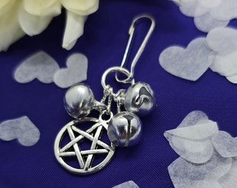 Pentacle Mini Witch Bells Protection Charm for Handfasting or Home-Spirit Bells-Handbag/Phone Charm-Keyring- Wedding Cord Decoration