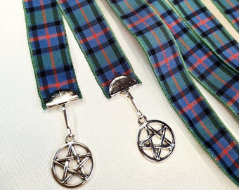 Cordón/cinta decorativa para atar a mano - Tartán de flor de Escocia con dijes