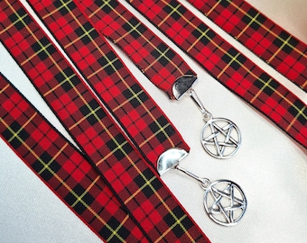 Cordón/cinta de acento de sujeción a mano - Wallace Tartan con encantos