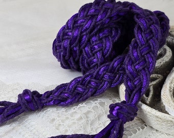 12 Strand Braided Rich Purple Cotton & Satin Wedding Handfasting Cord with or without Charms