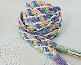 Handfasting Cord - Pastel Rainbow Alternative 8 Strand Braided Cotton - Wedding/Bridal - Ribbon Ceremony