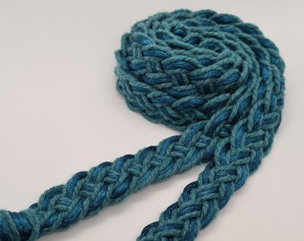 12 Strand Braided Teal Cotton & Satin Wedding Handfasting Cord with or without Charms