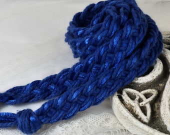 12 Strand Braided Blue Cotton & Satin Wedding Handfasting Cord with or without Charms