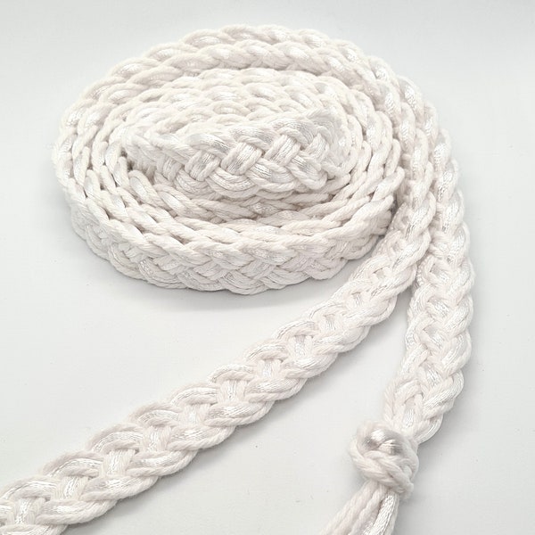 12 Strand Braided White Cotton & Satin Wedding Handfasting Cord with or without Charms