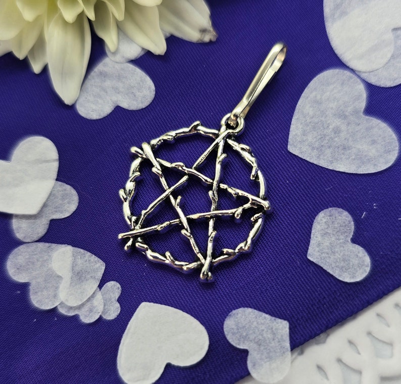 Woodland Pentacle Charm for Handfasting Cords Pagan Wedding Keepsakes or Phone Charms image 1