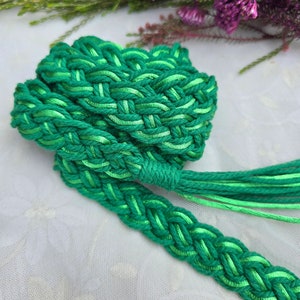 12 Strand Summer Green Cotton & Satin Wedding Handfasting Cord with or without Charms